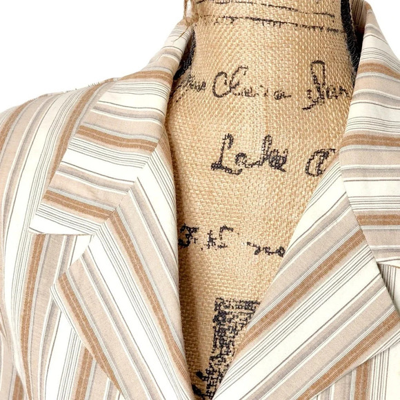 Dressbarn Womens Striped Linen Lightweight Lined Blazer Size Large Cream - Picture 14 of 16